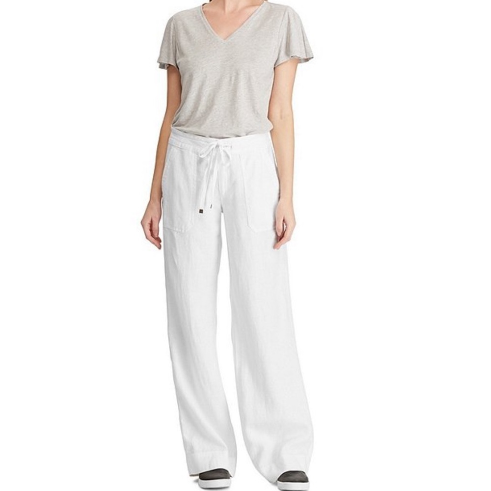 Wide Leg Drawstring Waist Linen Pants NWT - Picture 4 of 8